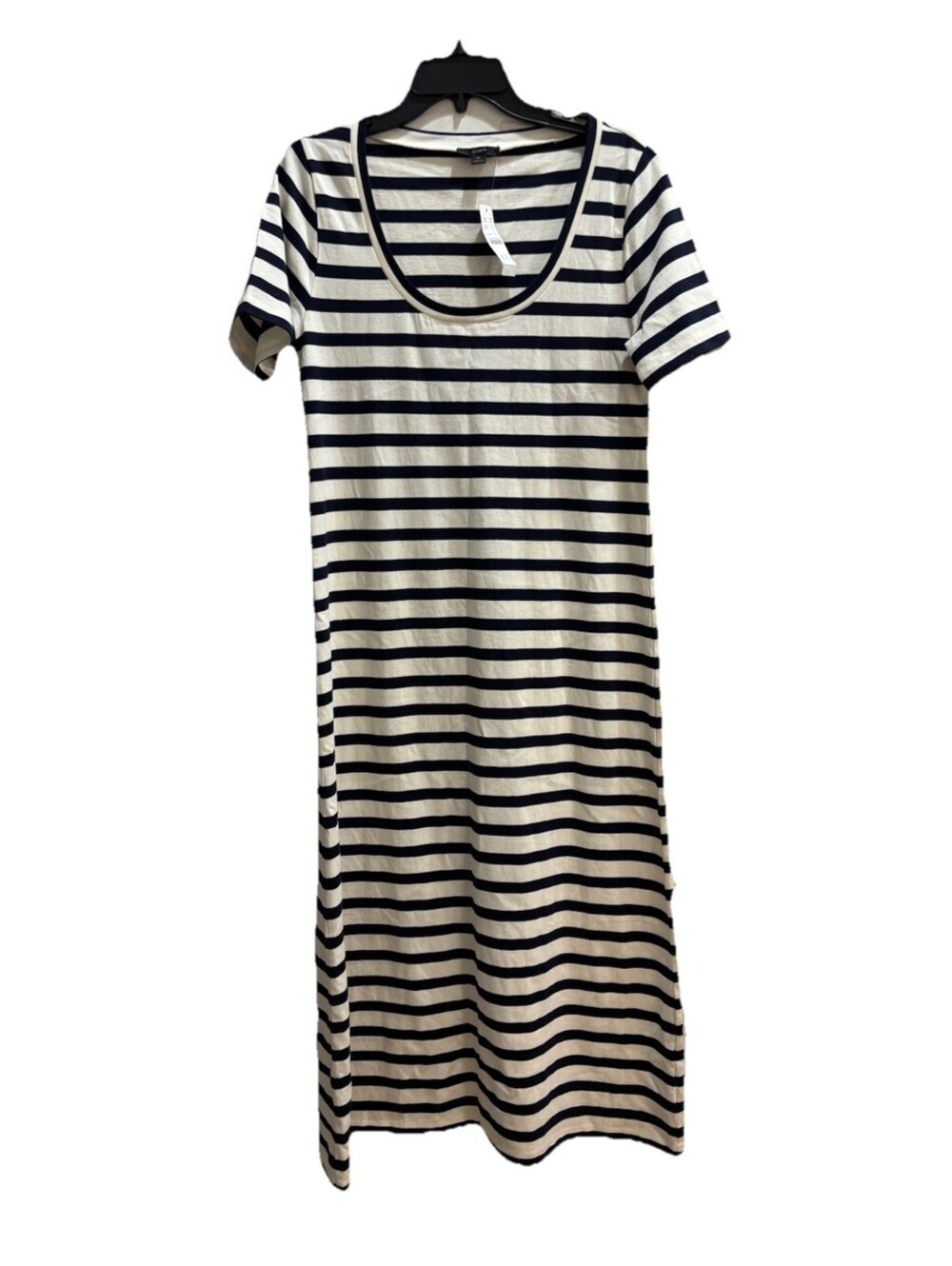 J.Crew Striped Scoop Neck Knit Maxi T-Shirt Dress Medium Casual Nautical, New